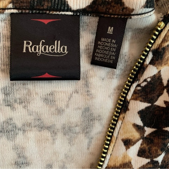 Rafaella Black, Brown and Cream Top with Beautiful Gold Zipper Accent - Picture 3 of 4